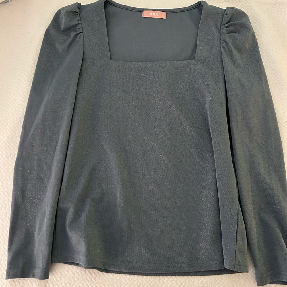 Long Sleeve Square Neck Sparkle Top